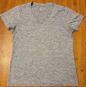 Women's Grey Under Armour V-Neck Athletic Shirt - Size Medium